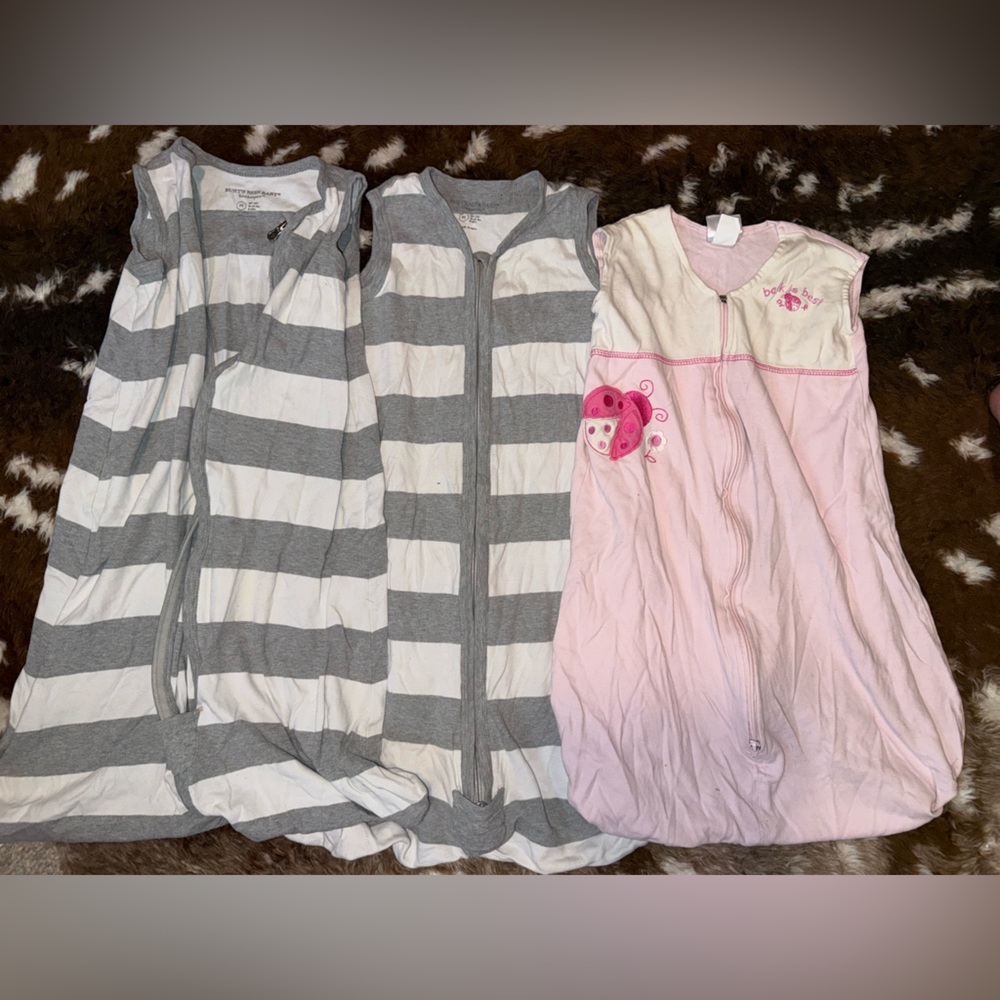 Lot of 2 Burts Bees 1 halo Sleep Sacks Medium total of 3